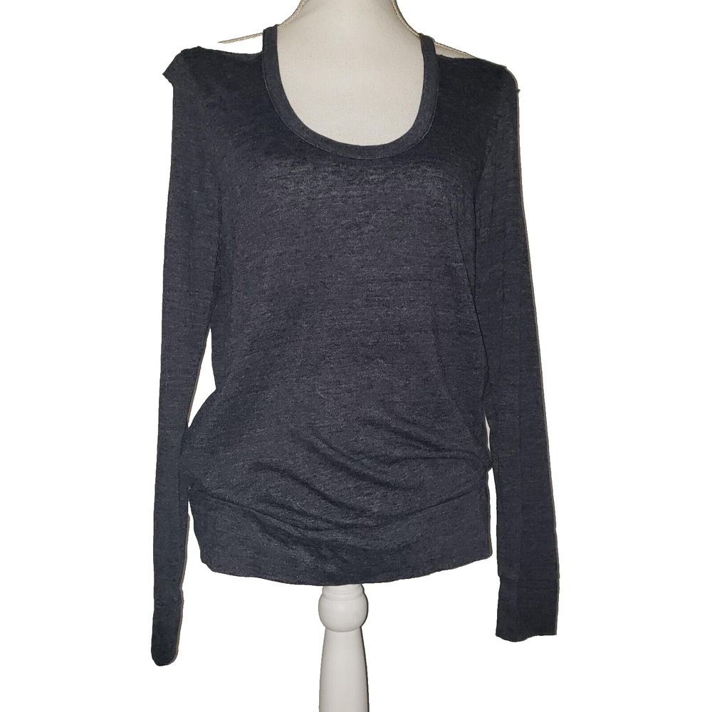 NEW!! Chaser Womens SIZE M Blouse Blue Long Sleeve Cold Shoulder Scoop Neck